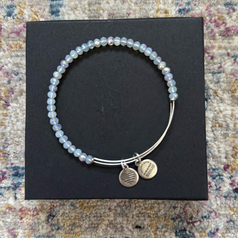 🤍Alex and Ani clear crystal bead bracelet with silver bangle. - Picture 1 of 3